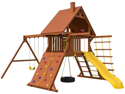Детская игровая площадка Бастион с деревянной крышей