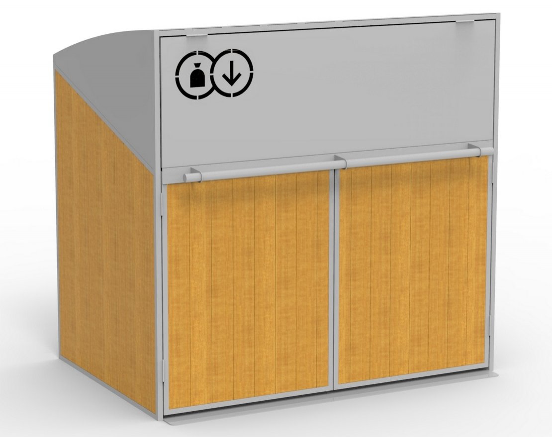 Контейнерный шкаф для ТБО Модуль с деревянным фасадом 255.05.02